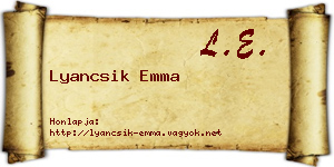 Lyancsik Emma névjegykártya